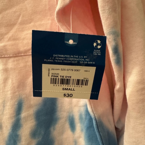 Arizona Jean Company Pink and Blue Long Sleeve Tie-Dye Tee - Picture 2 of 4